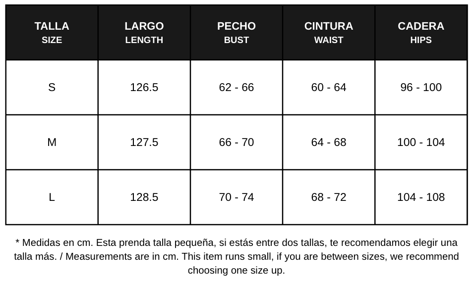 Guía de tallas