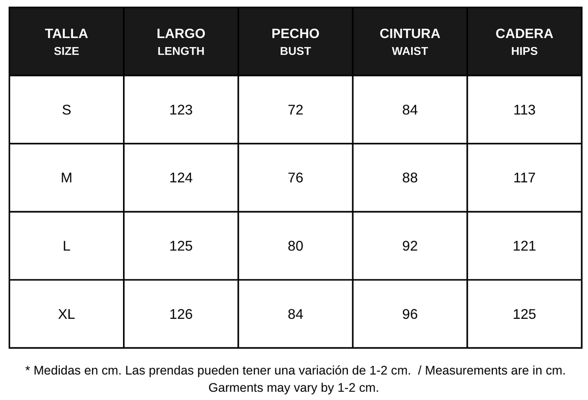 Guía de tallas