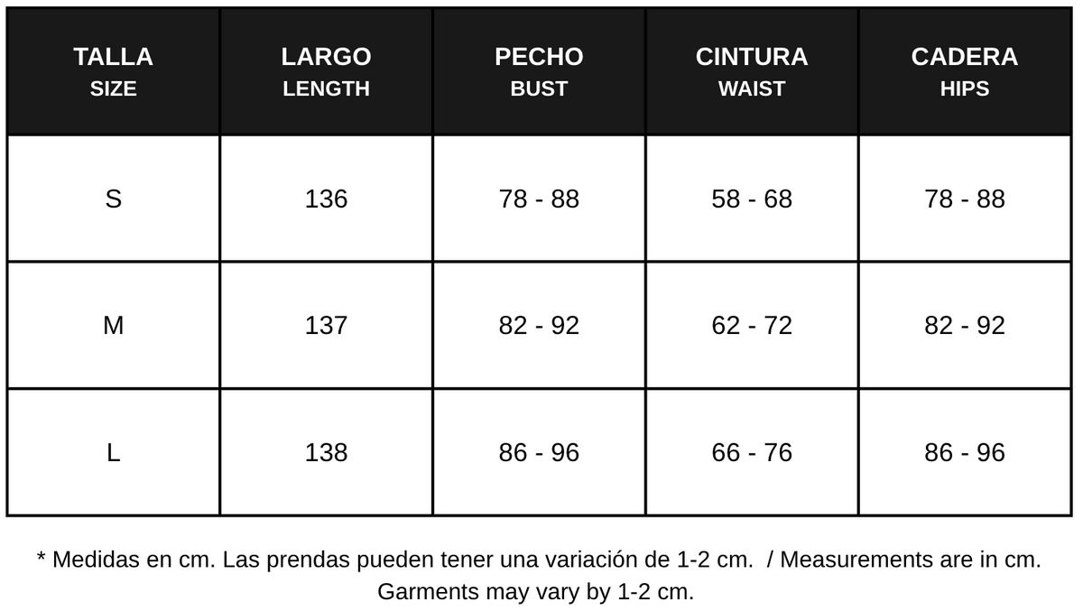 Guía de tallas