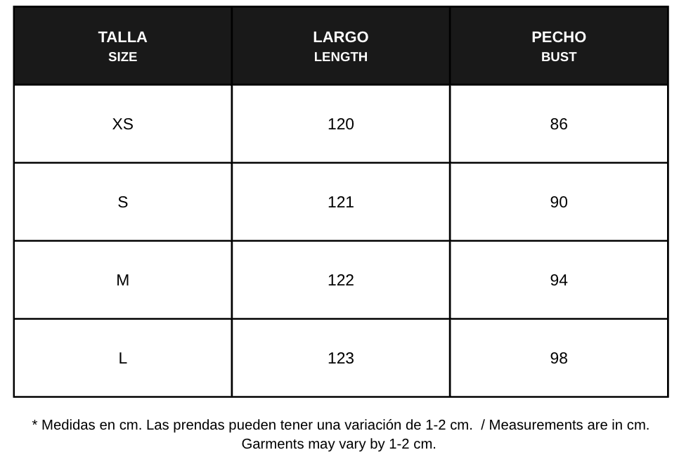 Guía de tallas