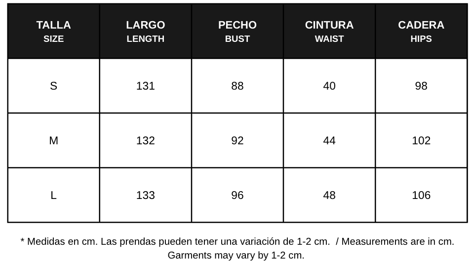 Guía de tallas