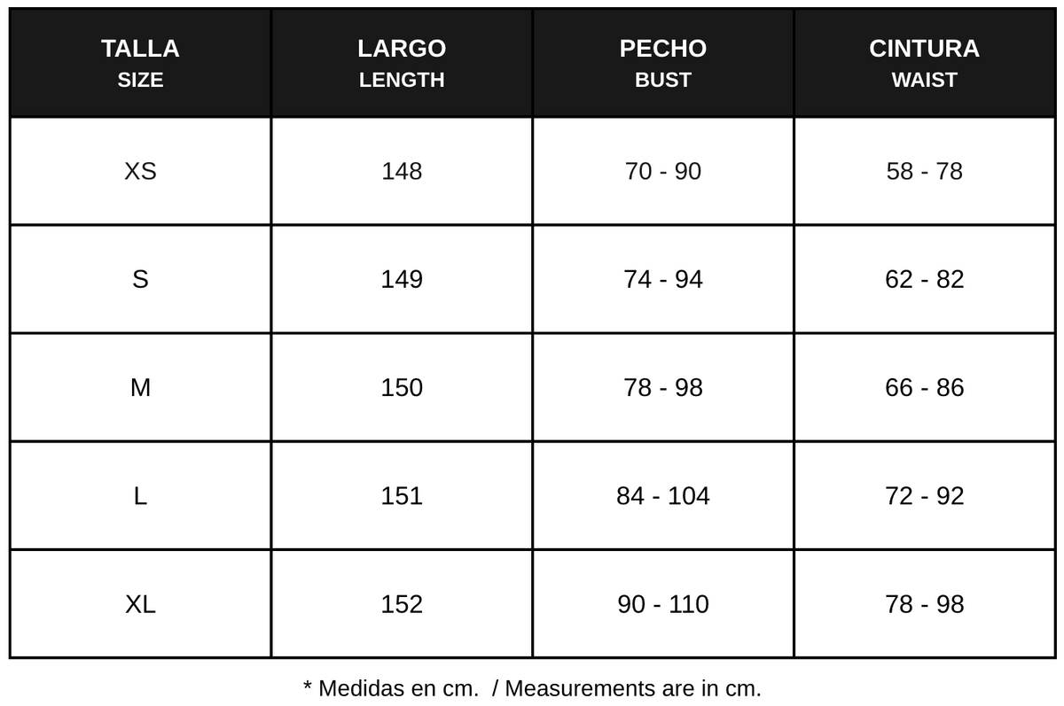 Guía de tallas