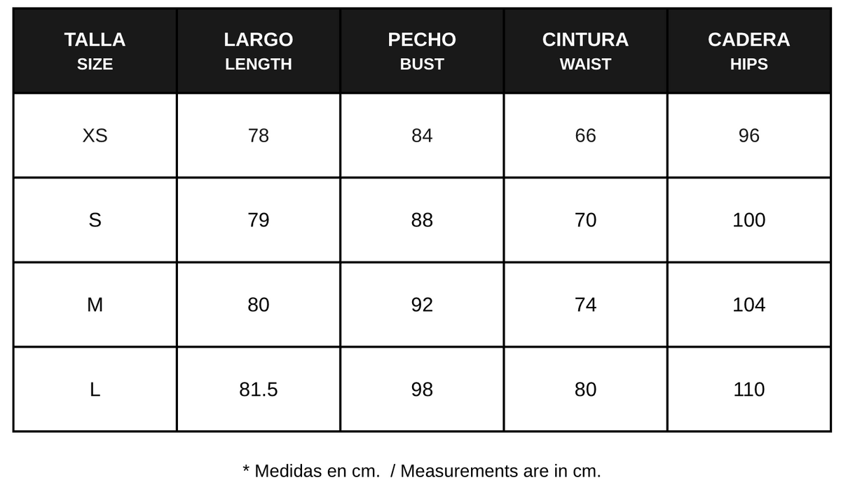 Guía de tallas
