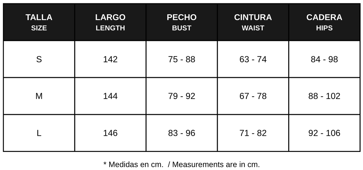 Guía de tallas