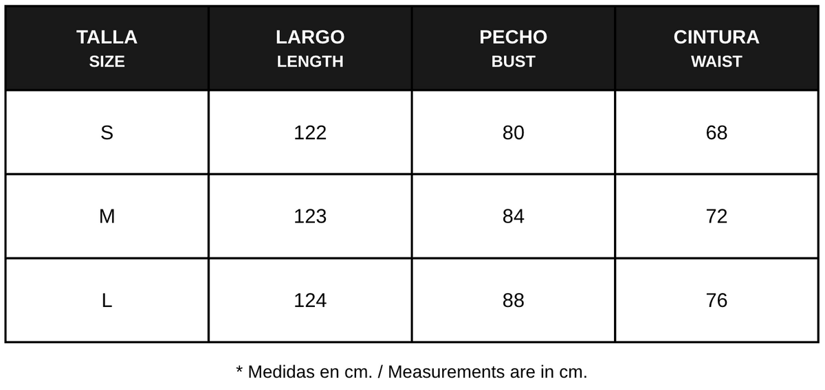 Guía de tallas
