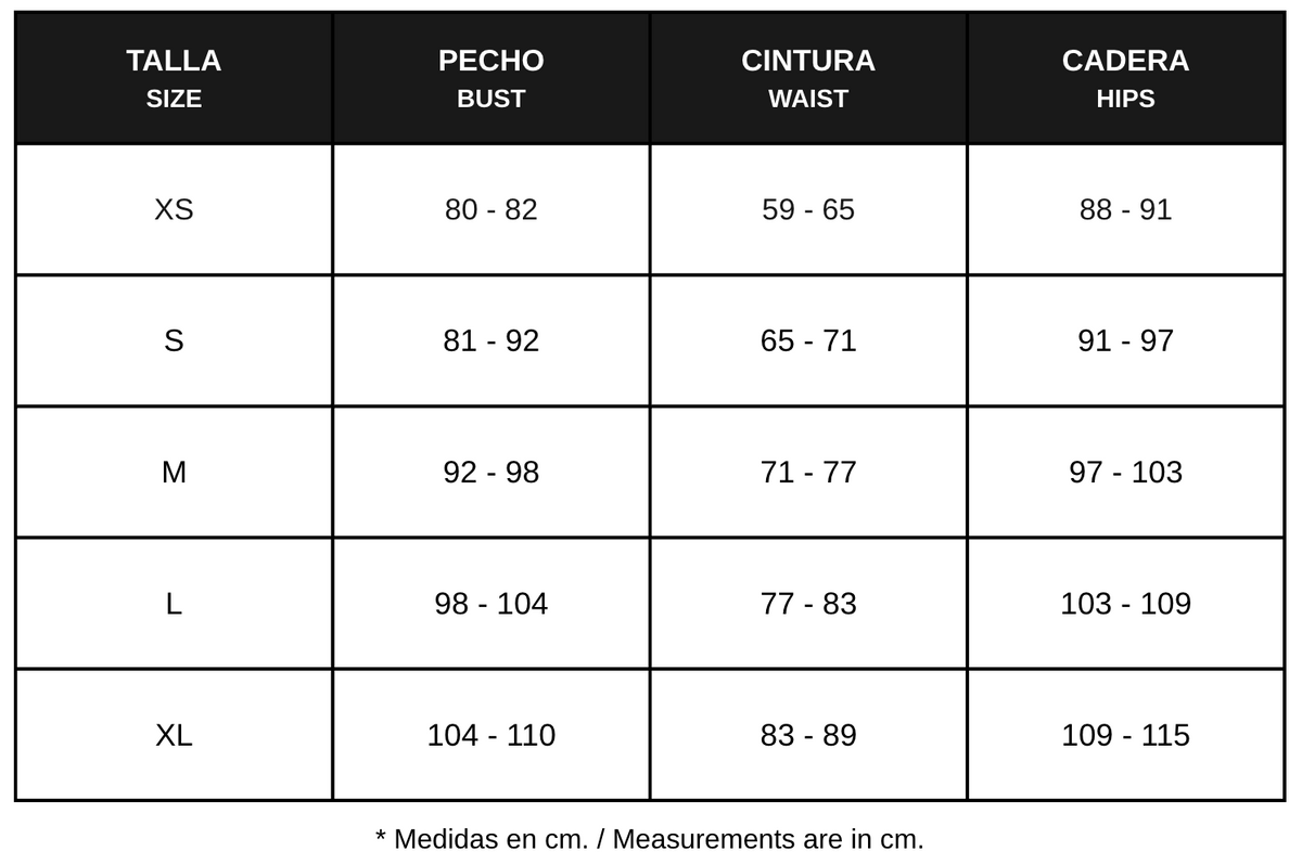 Guía de tallas