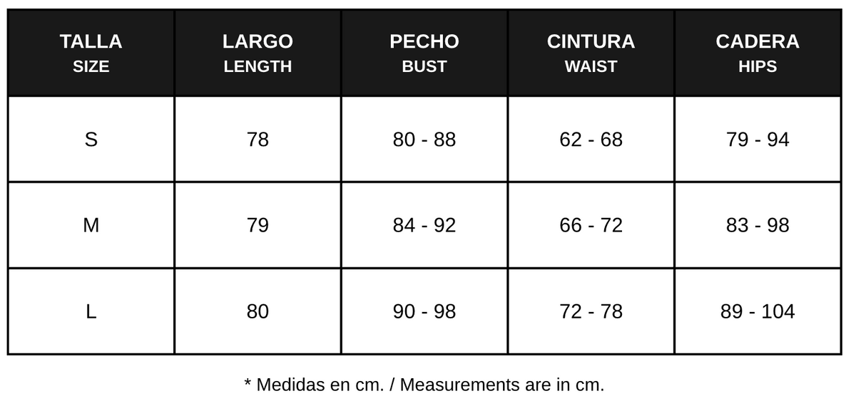 Guía de tallas