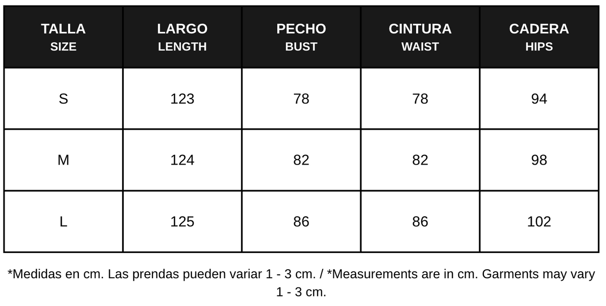 Guía de tallas