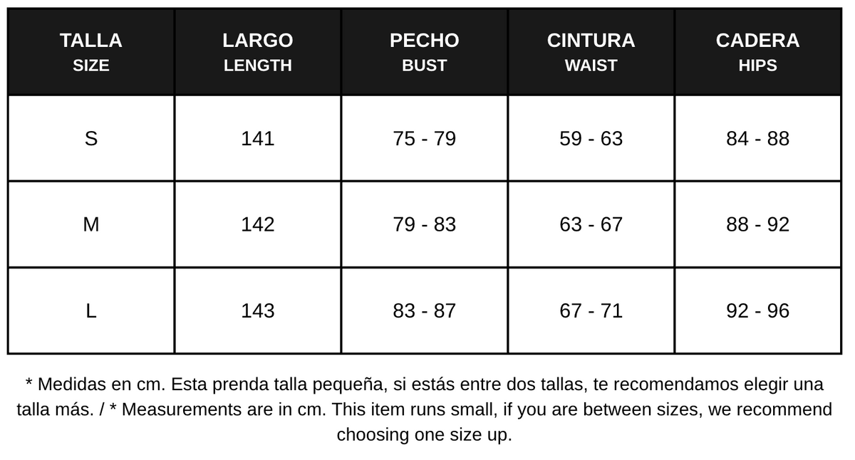 Guía de tallas