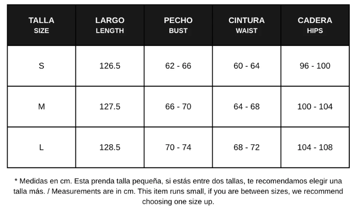 Guía de tallas